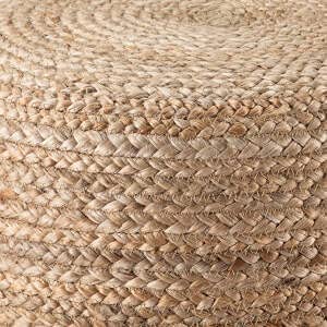Natural Hand Braided Round Jute Pouf Ottoman A8559