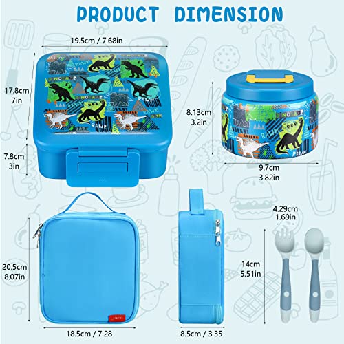 Bento Lunch Box with 8oz Soup Thermo, 5 Compartment, Thermo Food Jar and Lunch Bag W42694
