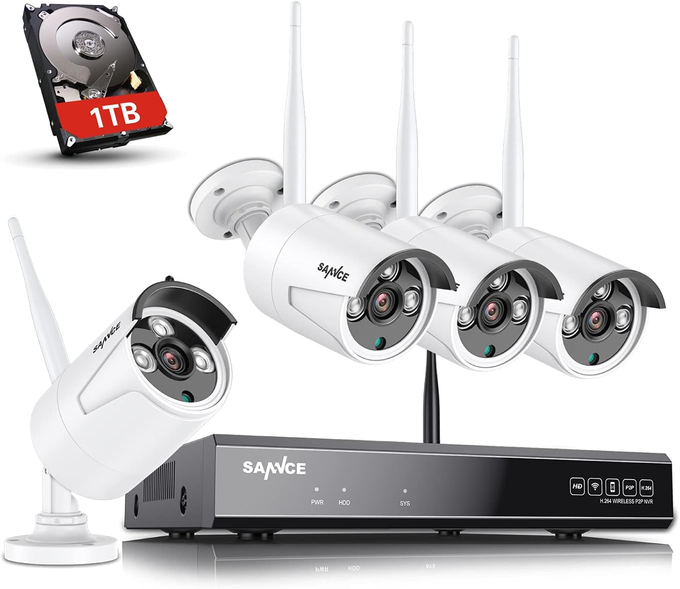 8 Channel 5MP Wireless NVR Security Camera System with 3MP Outdoor WiFi Cameras T749442