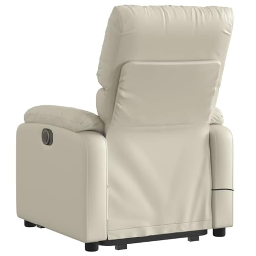 Cream Faux Leather Power Lift Massage Recliner Chair U931