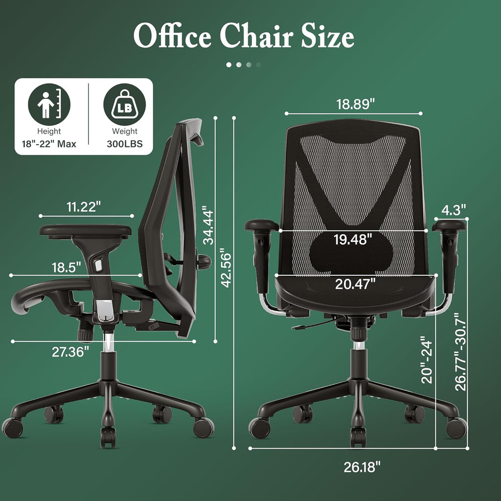 Executive Office Chair with Adjustable Lumbar Support and Swivel Mesh C602