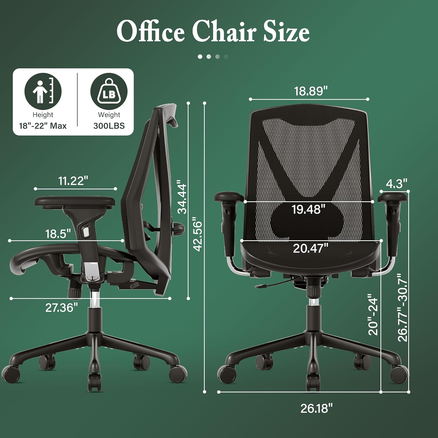 Executive Office Chair with Adjustable Lumbar Support and Swivel Mesh C602