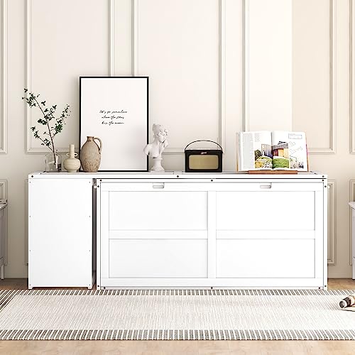 Gray Queen Wood Murphy Bed with Storage Drawer Z898988