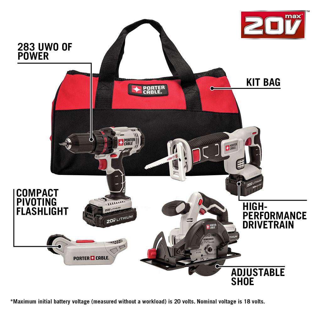 20V Drill/Driver and Saw Combo Kit, 4 pc. Y526345