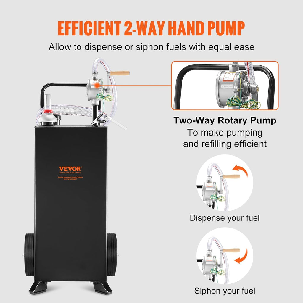 Black 30 Gallon Portable Fuel Caddy with Manual Transfer Pump Z707358