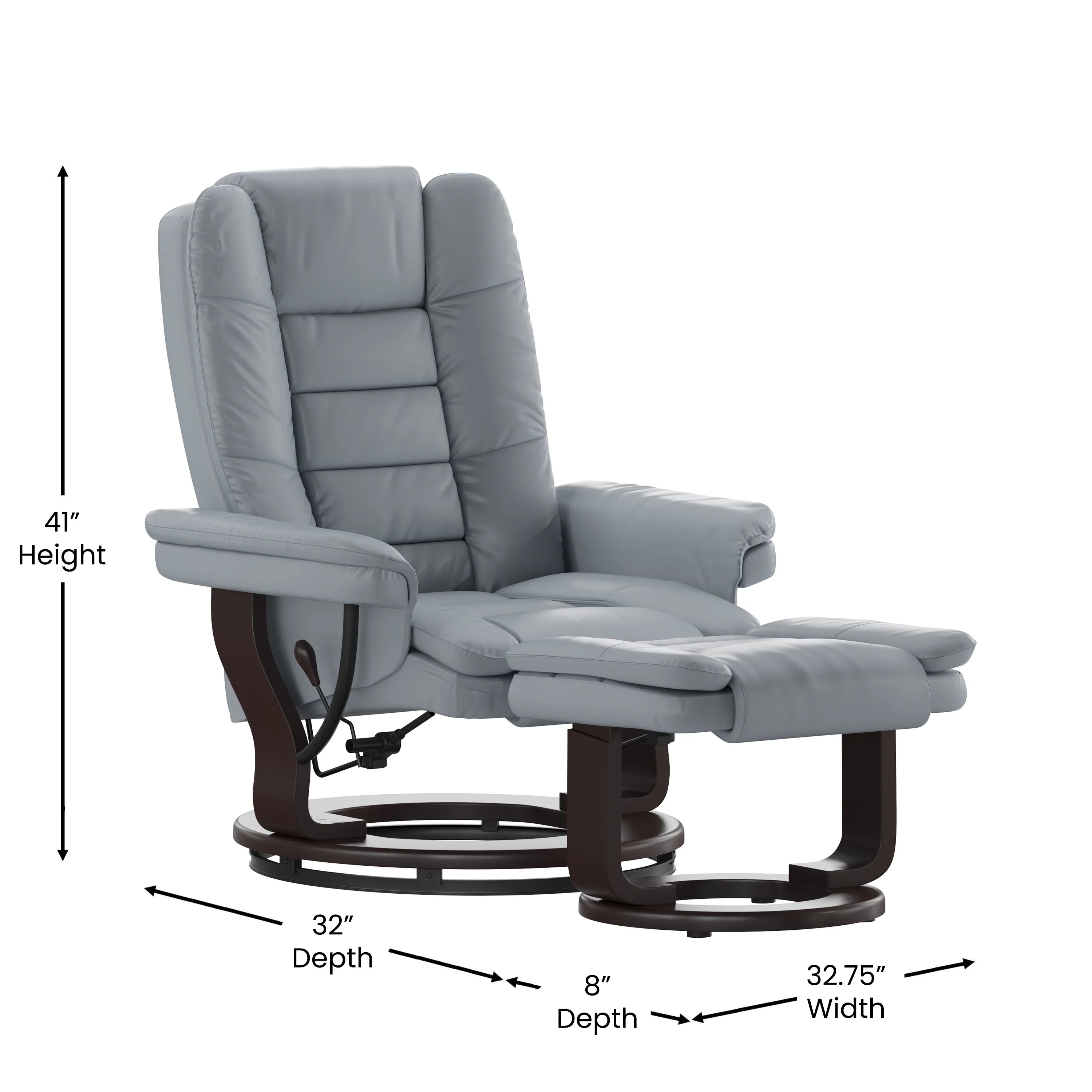 Gray Faux Leather Recliner with Ottoman M541