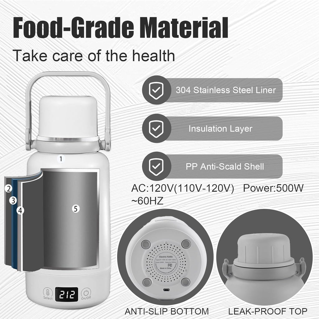 1L Electric Kettle with Temperature Control and LCD Display O9948