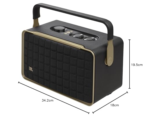 Retro Style Smart Home Speaker with Wi-Fi, Bluetooth and Voice Assistants (Black/Gold) V49666