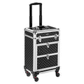 Red Rolling Makeup Train Case with 4 Removable Wheels & 2 Sliding Drawers M858434