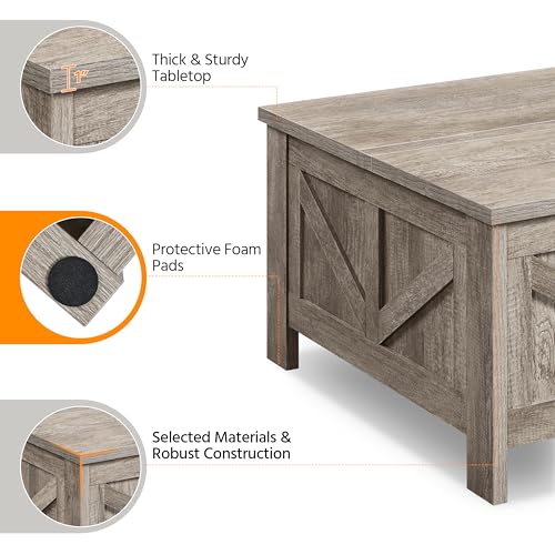 Gray Lift Top Coffee Table with Hidden Storage Compartment P1722