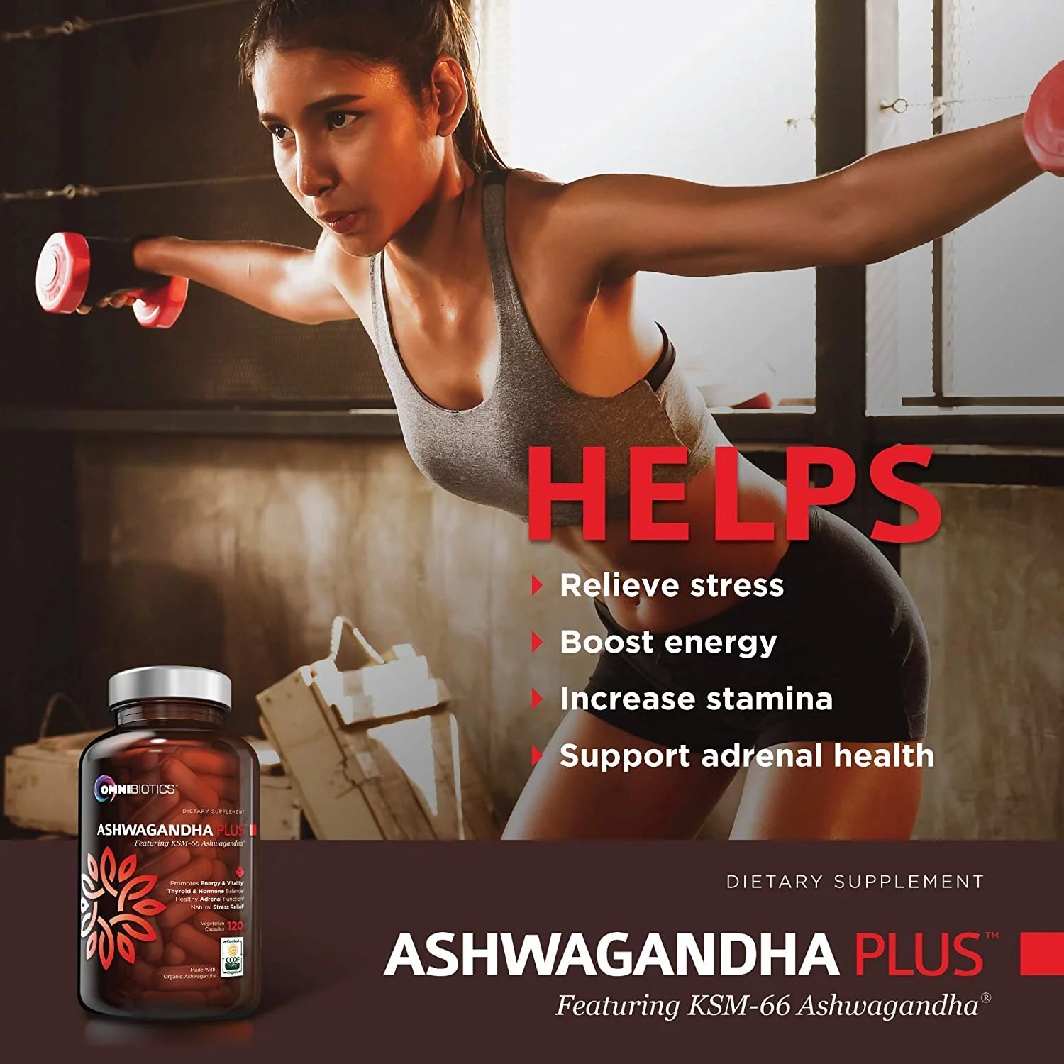 1300 mg KSM-66 Ashwagandha Supplement, 120 Vegan Capsules C718012