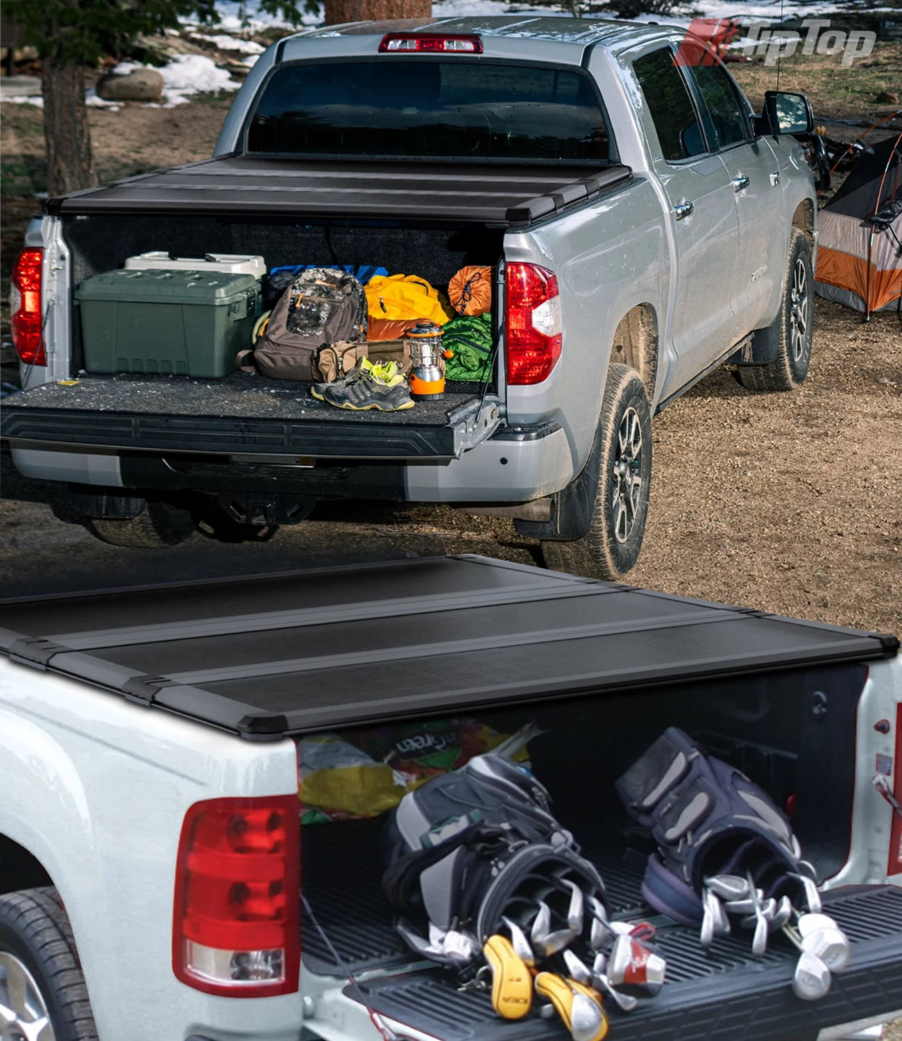 Tri-Fold Hard Tonneau Cover Truck Bed FRP for 2007-2023 CHEVY Silverado 1500 & GMC Sierra 1500 with 6.6ft Bed (78.9") D849109