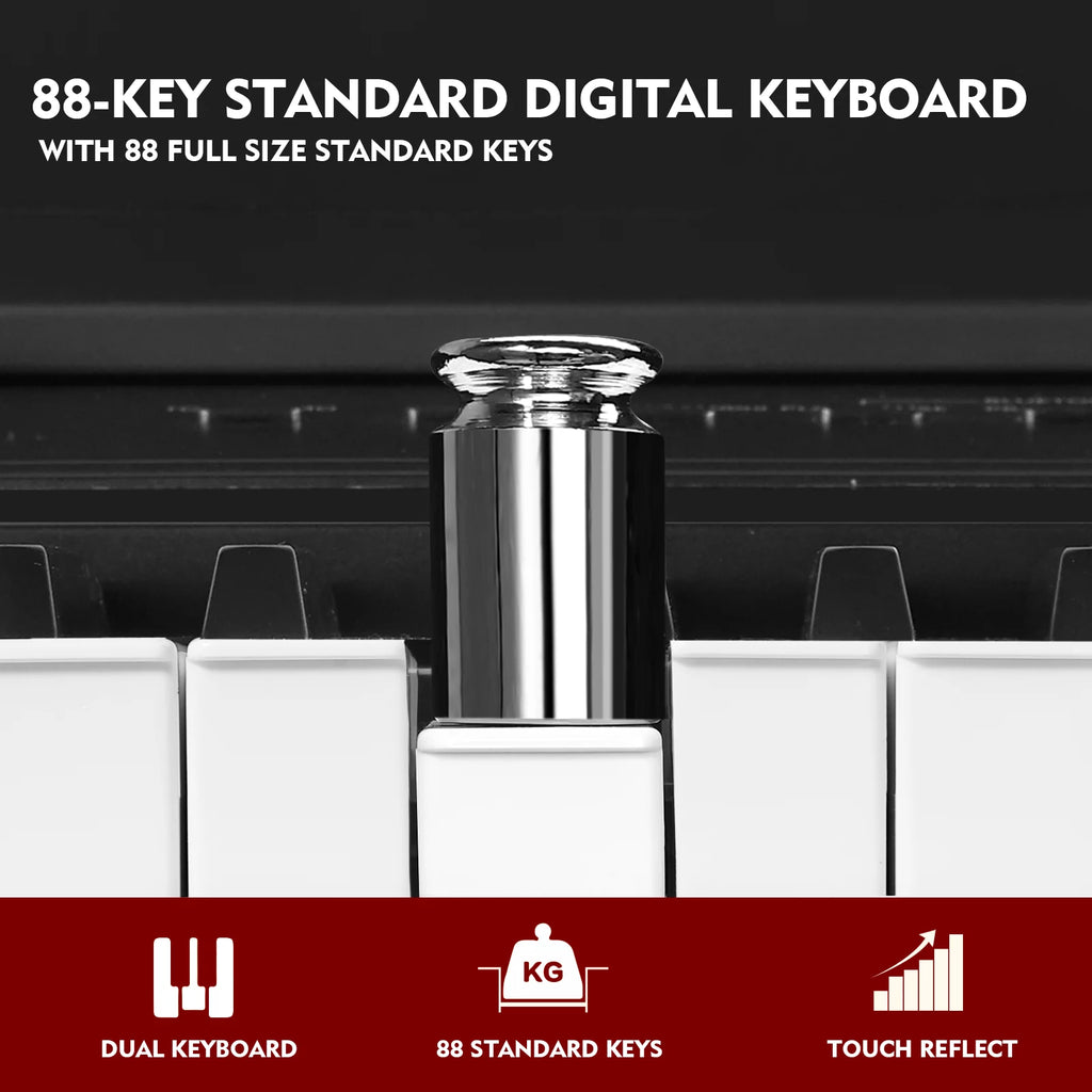Black 88-Key Digital Piano Weighted Keyboard Hammer Action with Stand N854956