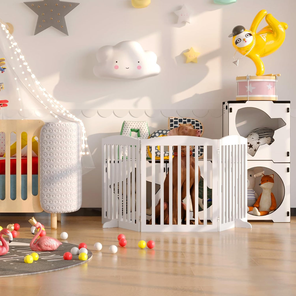 White 72" Tall 30" Wooden Pet Gate P211