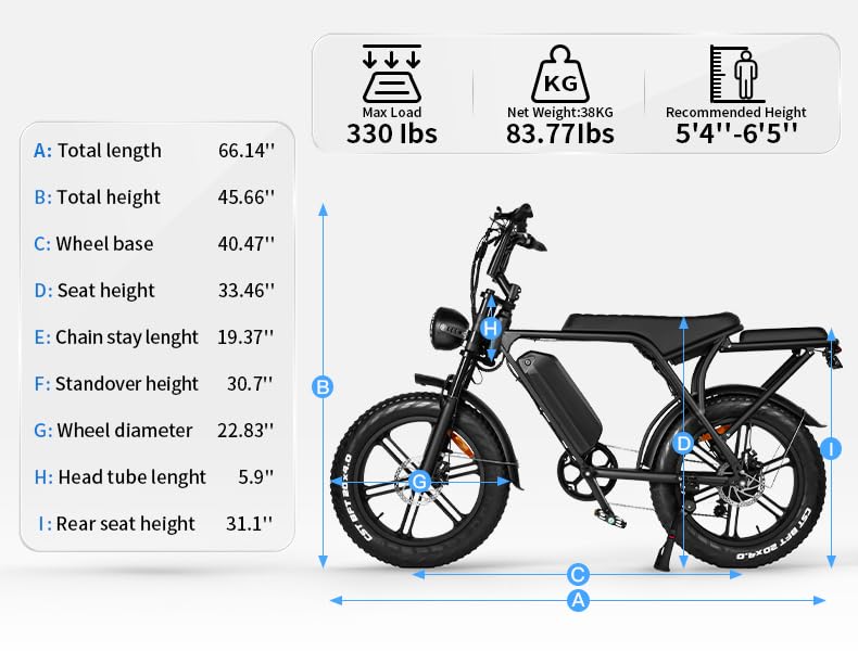 Electric Bike with 20" Fat Tire, 7-Speed Gear, Removable Battery D564991