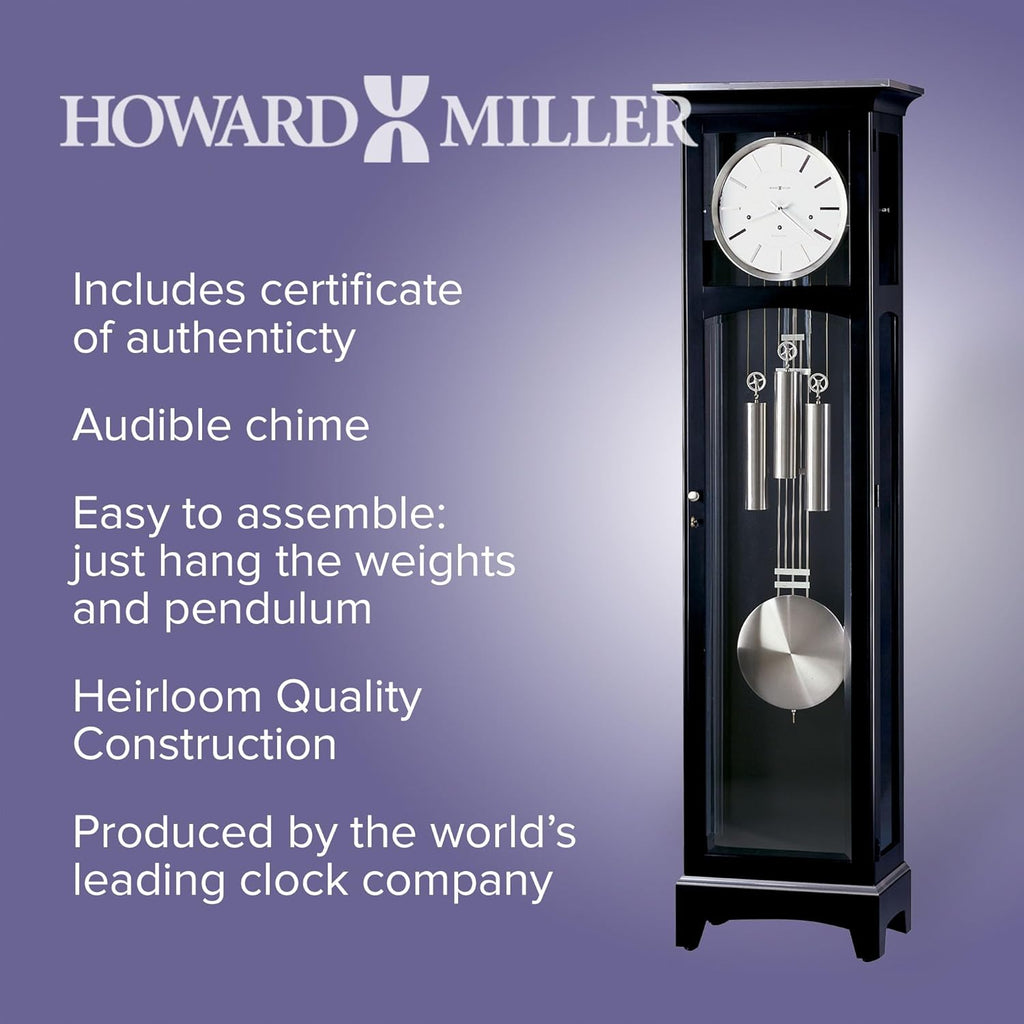 Black Satin Finish Floor Clock F52139