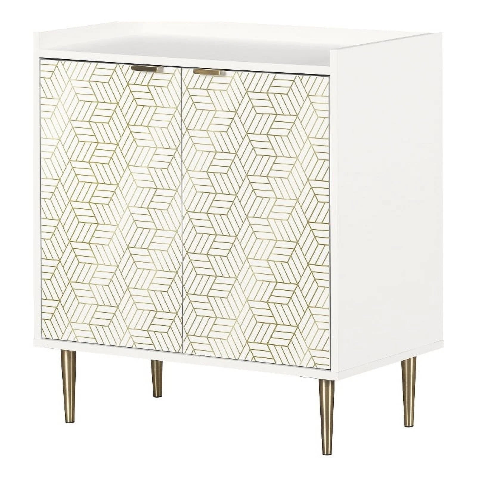White and Gold 2-Door Storage Cabinet S375028