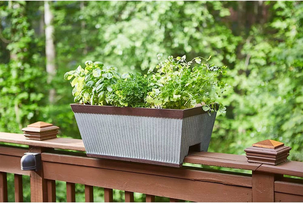 24 Inch Outdoor Deck Rail Textured Resin Planter B55186