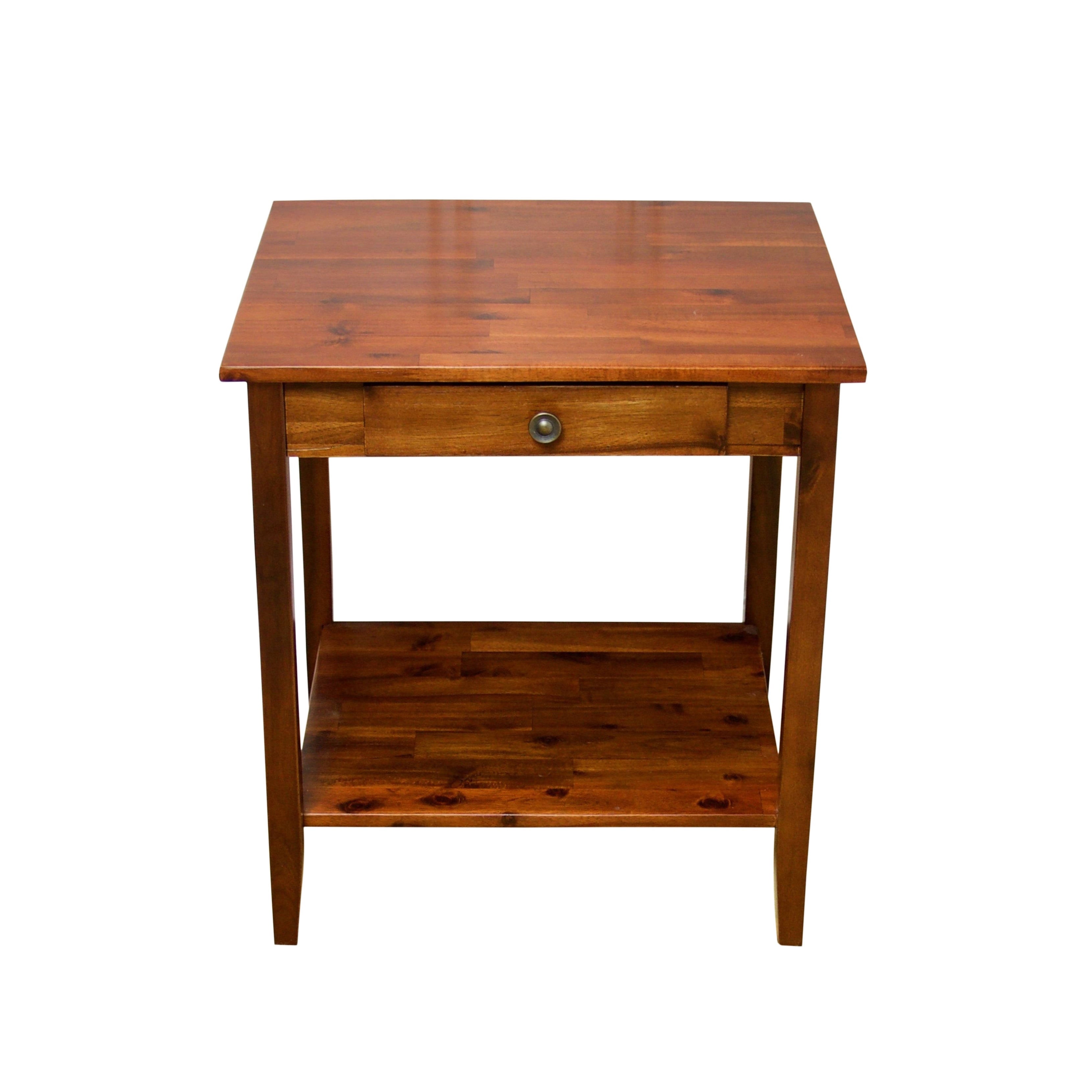 Solid Acacia 1-Drawer End Table - Mahogany V5178