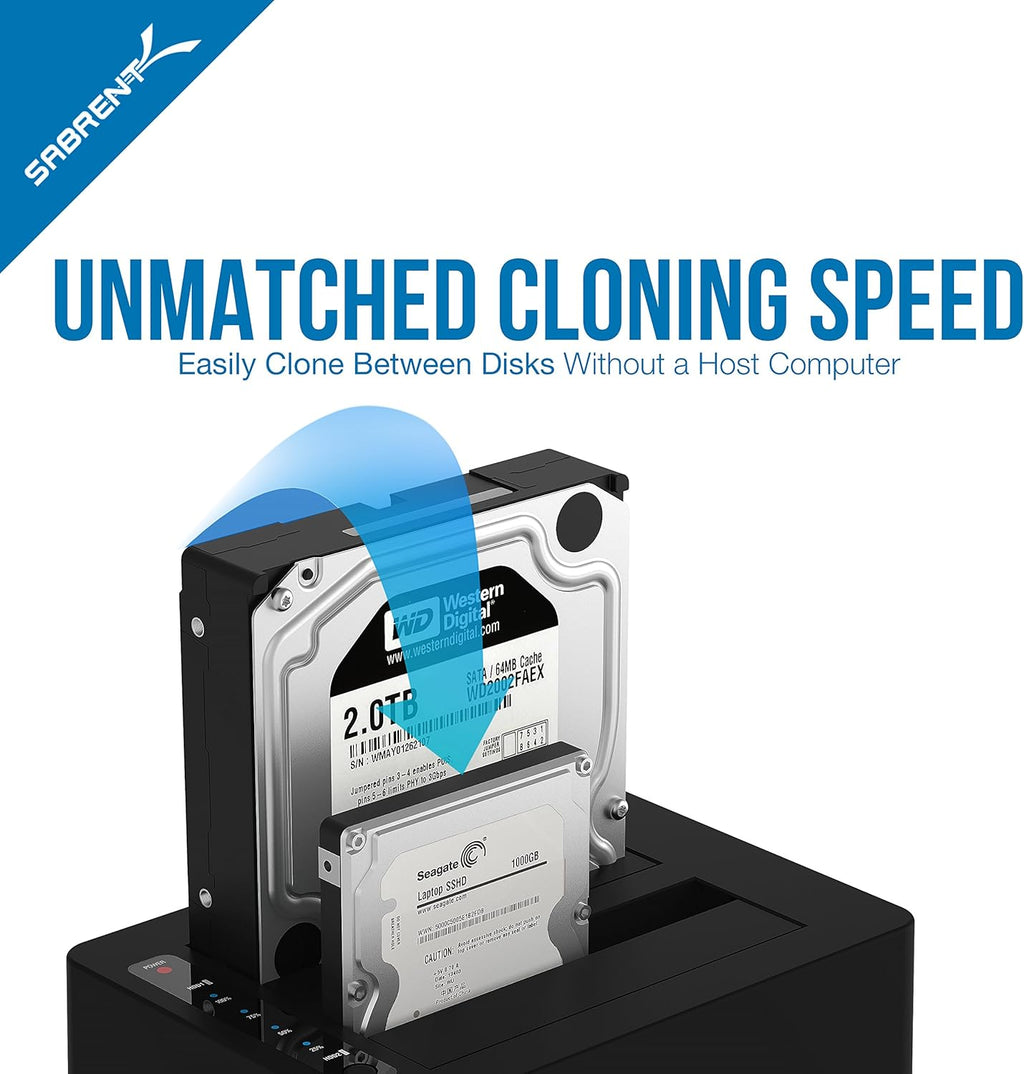 USB 3.0 to SATA Dual Bay External Hard Drive Docking Station for 2.5 or 3.5in HDD SSD with Hard Drive Duplicator Cloner Function 10TB Support Pack of 2 V697