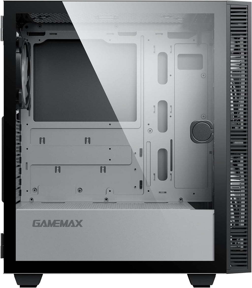 Black Mid-Tower ATX ARGB PC Gaming Case with Tempered Glass Side Panel U8869