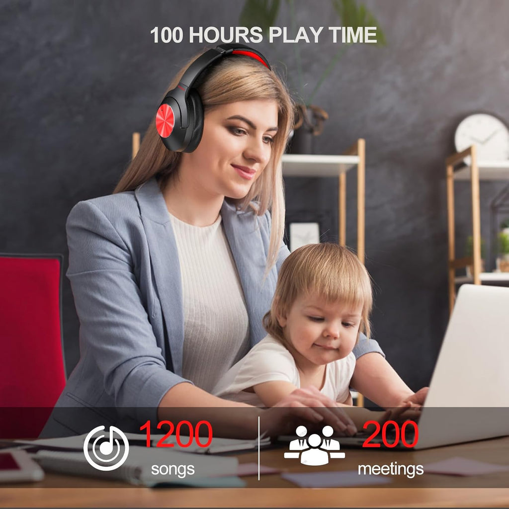 Hybrid Active Noise Cancelling Over Ear Bluetooth Headphones, 100H Playtime H75693