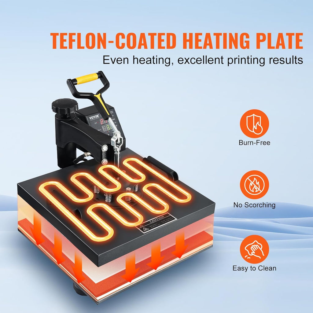 15x15 Heat Press Machine with Hat Press, 360° Swing Away Digital Tshirt Press Machine V362287