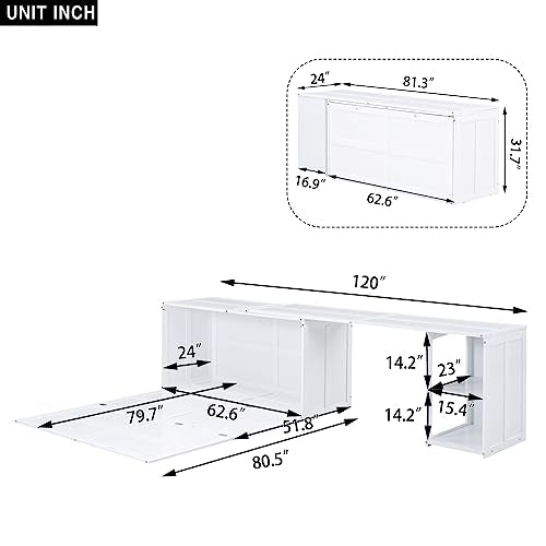 Gray Queen Wood Murphy Bed with Storage Drawer Z898988
