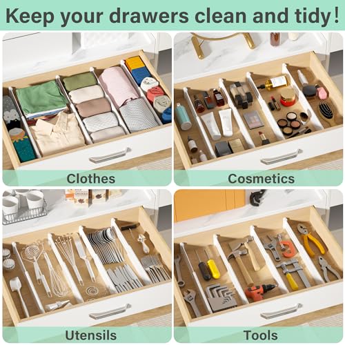 Drawer Dividers 8 Pack, 2.36" High, 12.6-22.8'' Adjustable Expandable Plastic Drawer Organizers Z3221