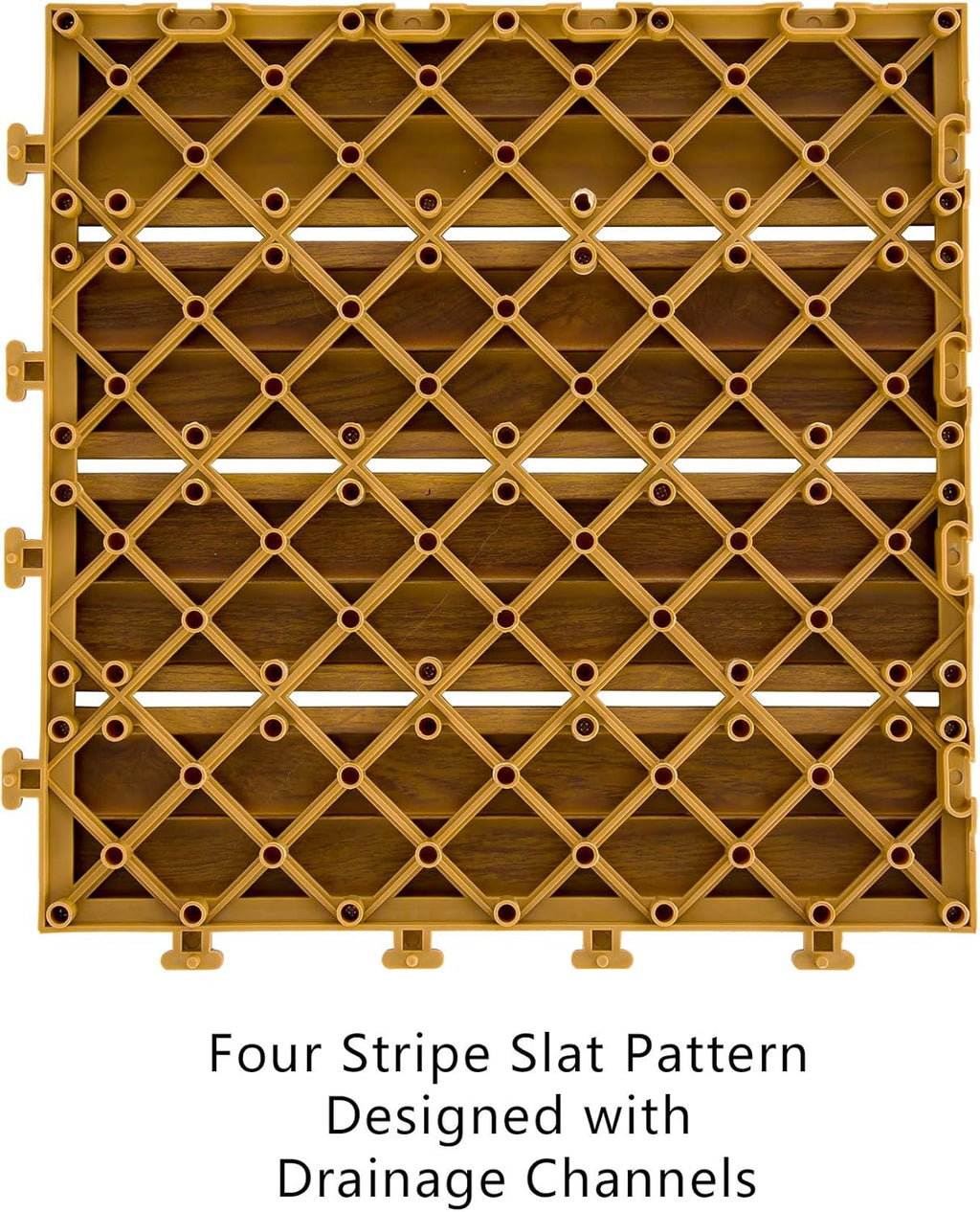 9PCS Aluminum Interlocking Deck Patio Tiles, 12” x 12” Wood Acacia E5368