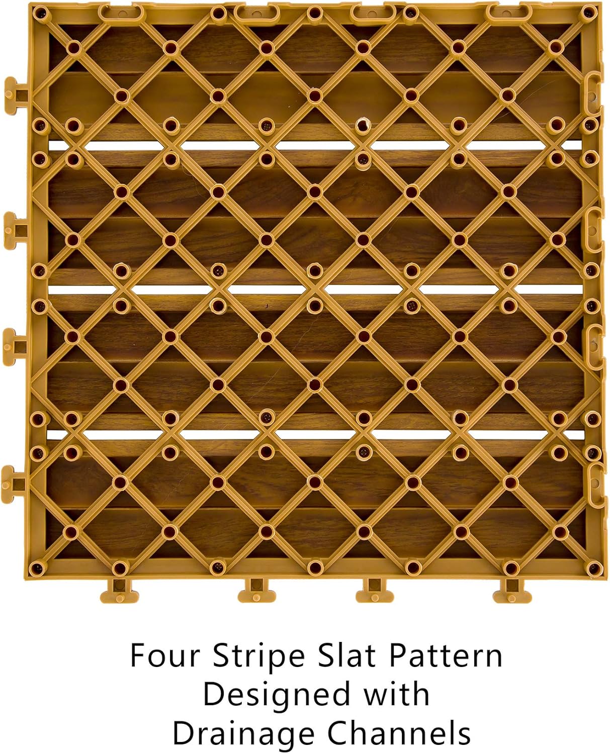9PCS Aluminum Interlocking Deck Patio Tiles, 12” x 12” Wood Acacia E5368