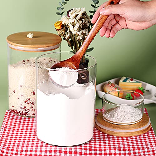 Glass Flour Container with Airtight Bamboo Lid, Large Glass Food Jar with Wooden Lid (3L) D580