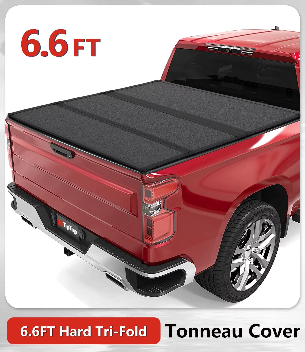 Tri-Fold Hard Tonneau Cover Truck Bed FRP for 2007-2023 CHEVY Silverado 1500 & GMC Sierra 1500 with 6.6ft Bed (78.9") D849109