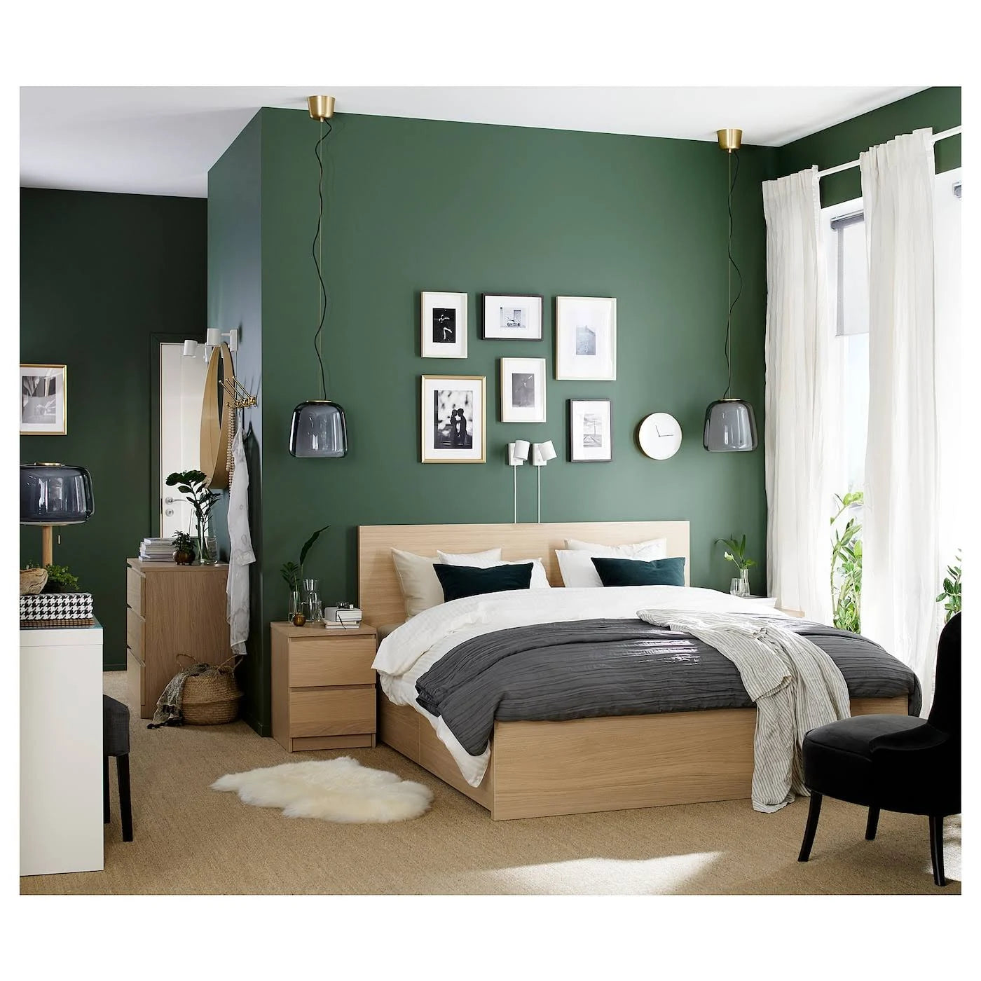White Stained Oak Veneer King Bed Frame with 4 Storage Boxes D732