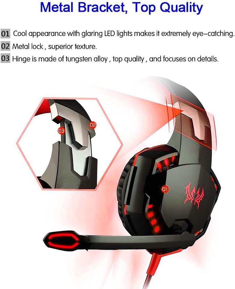 Comfortable 3.5mm Stereo Over-Ear Headphone Headband with LED Lighting R7896