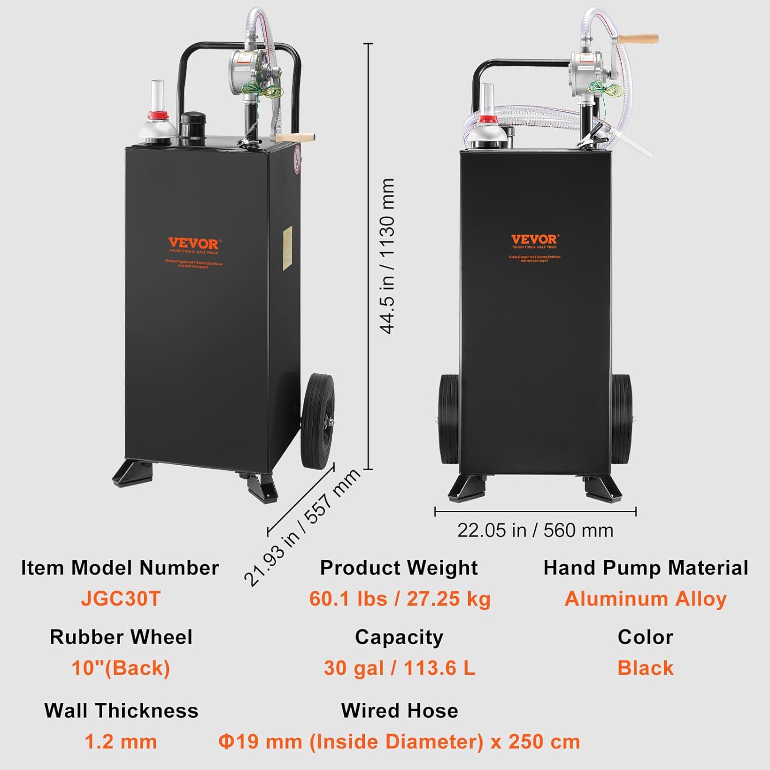 Black 30 Gallon Portable Fuel Caddy with Manual Transfer Pump Z707358