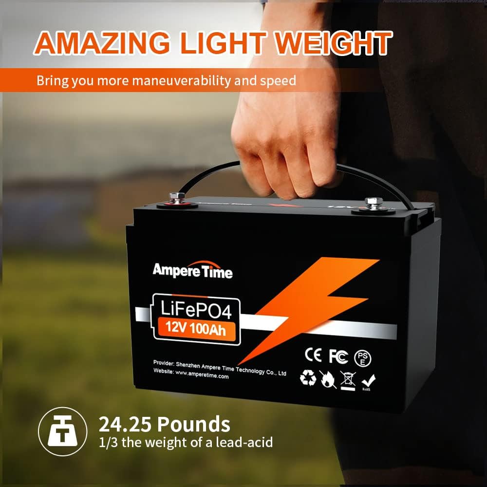 12V 100Ah LiFePO4 Battery with 14.6V 10A Charger H5435
