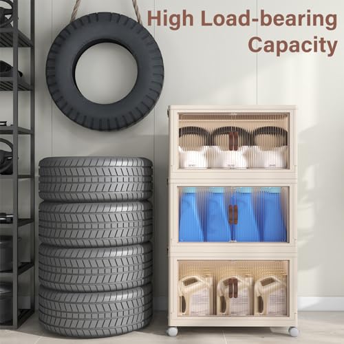 65QT Stackable Plastic Storage Bins with Wheels 3 Pack P94861