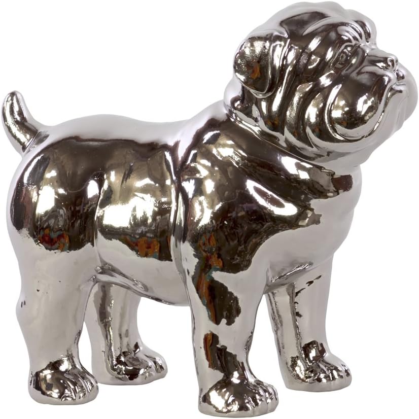 Ceramic Standing American Bulldog Chrome Silver F5878