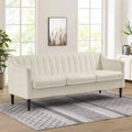 3 Seats Velvet Upholstered Sofa with Wooden Frame and Wood Legs D950