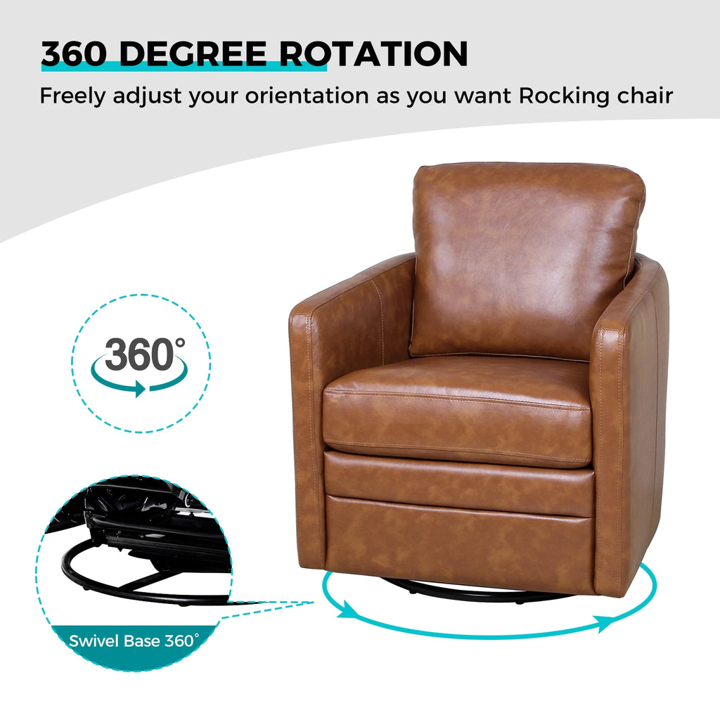 Faux Leather Swivel Accent Chair with Arms D762