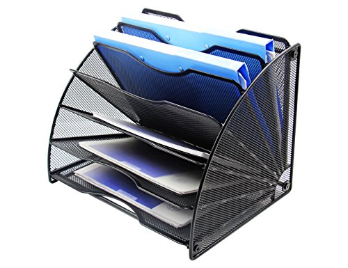 Black Mesh 6 Slots Desktop File Organizer E92642