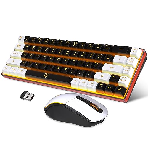 60% Wireless Gaming Keyboard and Mouse Combo, LED Backlit Rechargeable 2000mAh Battery, Small Membrane Keyboard M5952