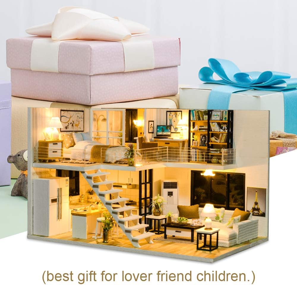 Dollhouse Miniature with Furniture, DIY Dollhouse Kit M1760