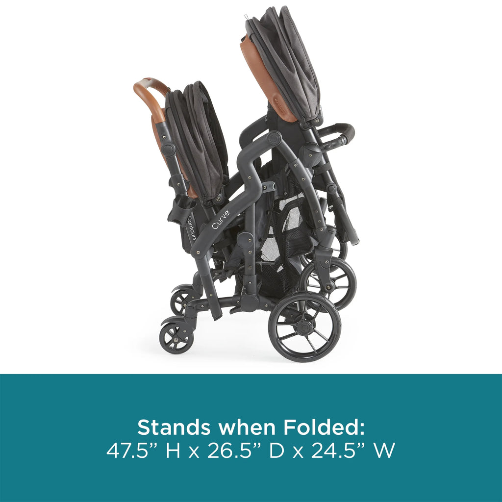 Black Herringbone Double Tandem Stroller U78598