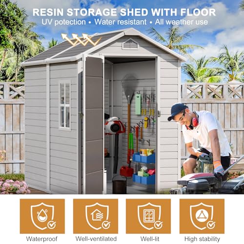 Gray 5x3 FT Waterproof Plastic Storage Shed with Floor M27038