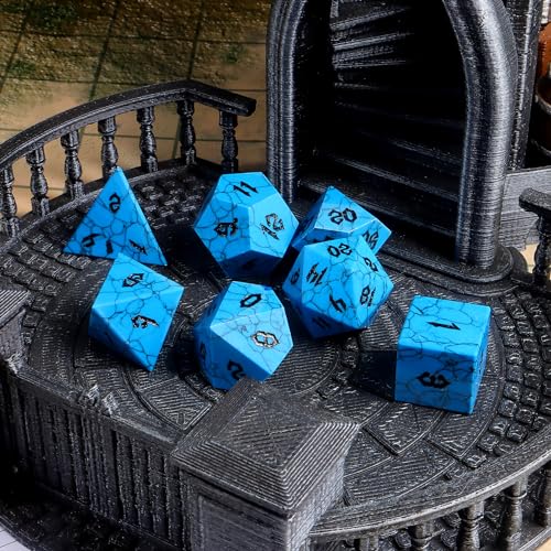 7 PCS Stone DND Dice Set with Case H257193