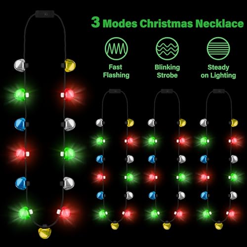 3Pcs Bells Light up Christmas Necklace S325