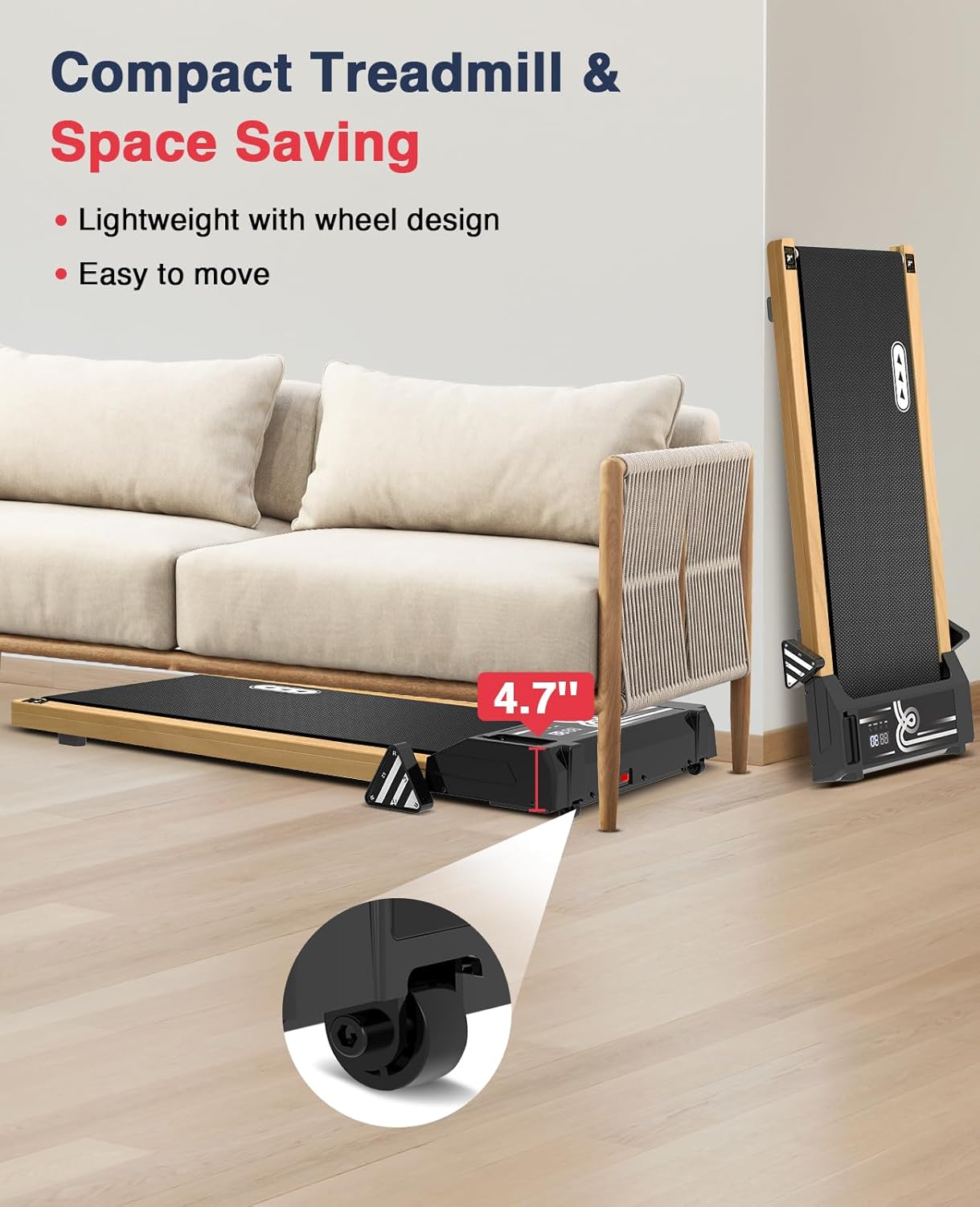 Wood Walking Pad with Incline Under Desk Treadmill V68438