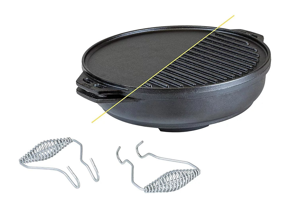Five-Piece Cast Iron Set with Reversible Grill/Griddle 14 Inch and 6.8 Quart Bottom/Wok J6270